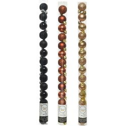 42x Stuks kunststof kerstballen mix zwart/terra bruin/camel bruin 3 cm - Kerstbal