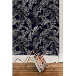 Zelfklevend behang Palmblad zwart wit 60x122 cm