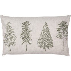 Clayre & Eef Kussenhoes  30x50 cm Beige Groen Polyester Dennenbomen Sierkussenhoes