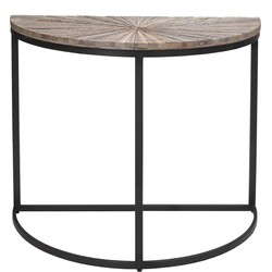 PTMD Vic Natural sidetable halfrond ijzeren frame