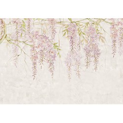 Sanders & Sanders fotobehang bloemen zandkleurig en lila roze - 400 x 280 cm - 612456