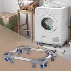 Wasmachinevoet in maat verstelbaar met vergrendelbare wielen 38-66 cm verstelbaar grijs/zilver metaal