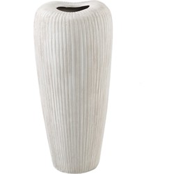 PTMD Zinet Cream round ceramic pot with lines M