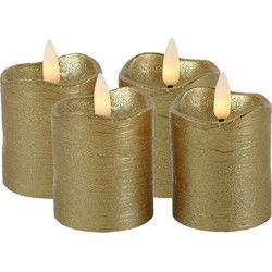 Countryfield LED kaarsen/stompkaarsen - 4x st - goud - D7,5 x H7,2 cm - LED kaarsen