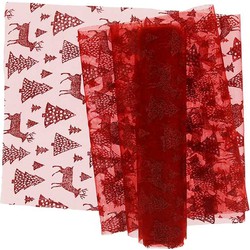 Unique Living - Decofabric Glitter Forest - 28x300cm - Red