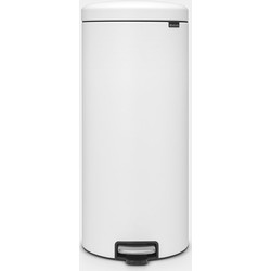 NewIcon Pedal Bin, 30 litre, Soft Closing, Plastic Inner Bucket - Mineral Eternal White