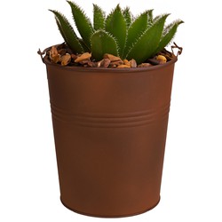 Sunnydays Emmer/plantenpot - zink - roestbruin - D15 x H16 cm - IJzeren emmer / teil