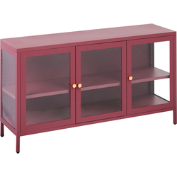 Beliani NEWPORT - Vitrinekast-Rood-Staal