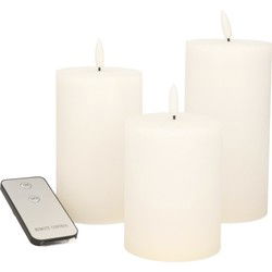Anna's Collection LED Stompkaarsen met afstandsbediening - 3x - wit - 10/12.5/15 cm - LED kaarsen