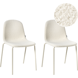 Beliani LOMA - Vergaderstoel-Wit-Bouclé