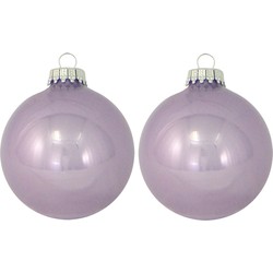 24x Glanzende lichtpaarse kerstboomversiering kerstballen van glas 7 cm - Kerstbal