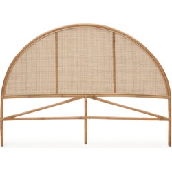 Kave Home - Quiterie rond rotan hoofdeinde met natuurlijke afwerking 150/160 cm