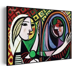 Muurwerken Akoestisch Schilderij - Picasso Meisje voor een spiegel 1932 - Geluidsdempend Wandpaneel - Wanddecoratie - Geluidsisolatie - BASIC (AW 0.65) XXL (150x107)