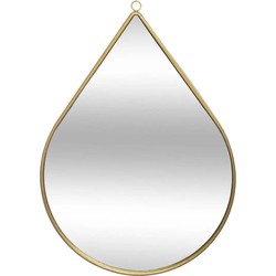 Spiegel/wandspiegel druppel 29 x 21 cm metaal goud - Spiegels