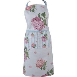 Clayre & Eef Keukenschort Blauw Roze Katoen Hortensia