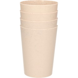 16x drinkbekers van afbreekbaar materiaal 500 ml in het eco-beige - Drinkbekers