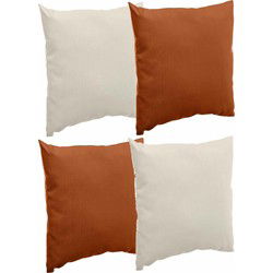 Bank/sier/tuin kussens voor binnen/buiten set 4x stuks beige/terra bruin 40 x 40 cm - Sierkussens