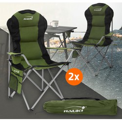 2x campingstoel opvouwbaar tot 150 kg Khaki met bekerhouder incl. draagtas HAUKI