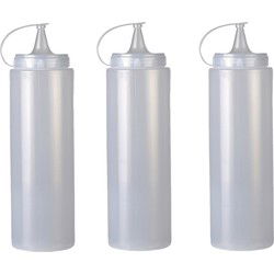 Urban Living Doseerfles/sausfles - 3x - kunststof - met schenktuit - 700 ml - 21 cm - Garneergerei
