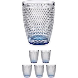 Set van 6x stuks luxe drinkglazen/waterglazen van 300 ml transparant/blauw - Drinkglazen