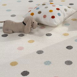 Kinderkamer Vloerkleed - Ninaro - Stippen - Mullti / Creme - 80x150 cm