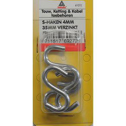 S-haak 4.0x35mm groot verchr