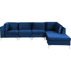 Beliani EVJA - Modulaire Sofa-Blauw-Fluweel