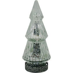 Clayre & Eef Kerstdecoratie met LED-verlichting Kerstboom Ø 7x16 cm Zilverkleurig Glas