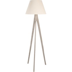 Clayre & Eef Vloerlamp  45x45x149 cm  Beige Hout Textiel Rechthoek Staande Lamp