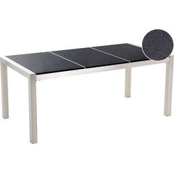 Beliani GROSSETO - Tuintafel-Zwart-Graniet, RVS