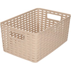 Plasticforte Opbergmand - Kastmand - rotan kunststof - taupe - 6 Liter - 19 x 29 x 13 cm - Opbergmanden