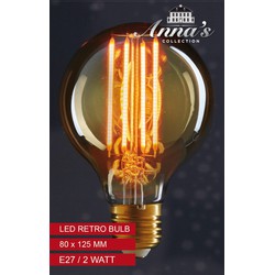 3 stuks - LED retro lamp 80x125 mm 2w1800k e27 niet dimbaar gloeidraad 4 stuks 6 cm