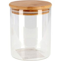 Gerimport Voorraadpot - 1x - glas - bamboe deksel - 600 ml - 13cm - Voorraadpot