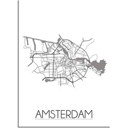 Amsterdam Plattegrond poster - A3 + Fotolijst zwart