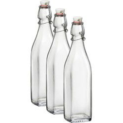 Beugelflessen/weckflessen transparant - 3x stuks - 250 ml - Weckpotten