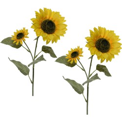 2x Gele kunst zonnebloemen kunstbloemen 72 cm decoratie - Kunstbloemen
