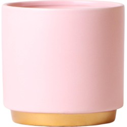 Kolibri Home | Gold foot pink bloempot - Roze keramieken sierpot met gouden rand - Ø12cm