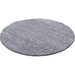 Tapijtenloods Basic Rond Shaggy vloerkleed Lichtgrijs Hoogpolig- 120 CM ROND