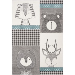 Safavieh Contemporary Indoor Woven Area Rug, Carousel Kids Collection, CRK188, in Grey & Ivory, 160 X 229 cm