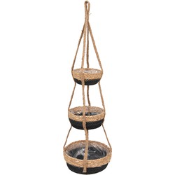 Clayre & Eef Plantenhanger  Ø 24x83 cm Bruin Zwart Zeegras Rond Hangpot