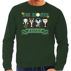 Bellatio Decorations Foute Kersttrui/sweater heren - de hosti band - groen - kerstmuziek - band 2XL - kerst truien