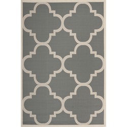 Safavieh Trellis Indoor/Outdoor Woven Area Rug, Courtyard Collection, CY6243, in Grijs & Beige, 201 X 290 cm