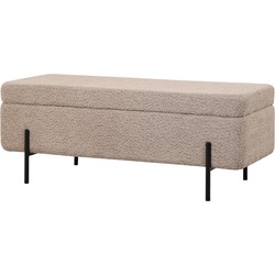 Opbergbank Taupe Bouclé - 110x45x40cm - Zithoogte 40cm - Jari
