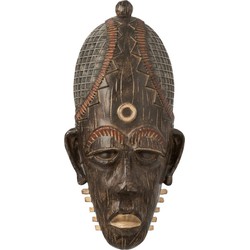  J-Line Wanddecoratie Afrikaanse Masker Lang Mix - Bruin