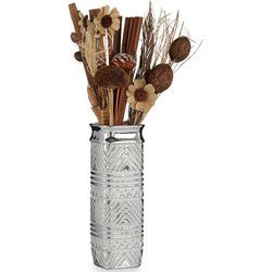 Bloemenvaas - zilver modern vierkant - 10 x 30 cm - keramiek - Vazen
