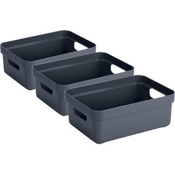 6x stuks donkerblauwe opbergboxen/opbergmanden 9 liter kunststof - Opbergbox