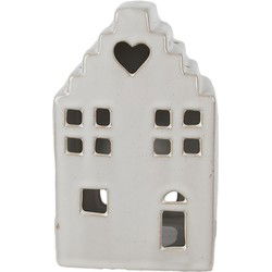 Clayre & Eef Waxinelichthouder Huis 17 cm Beige Porselein