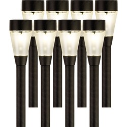 8x Buitenlamp/tuinlamp Jive 32 cm zwart op steker - Prikspotjes