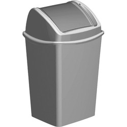 Hega Hogar Vuilnisbak - deksel - grijs - 15L - 25 x 29 x 45 cm - Prullenbakken