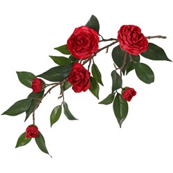 Camellia japanse roos bloementak met 6 bloemen kunstbloem zijde nepbloem